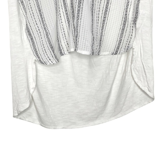 Postmark Anthropologie Top M Black White Notch V Neck Sleeveless Hi Lo Hem - Picture 5 of 9